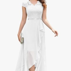 Elegant White High Low Dress